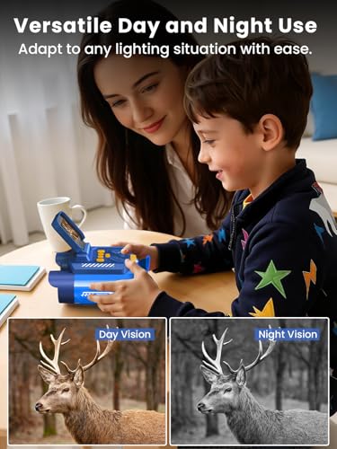 Acoath Binoculars for Kids with Night Vision Camera, Kids Telescope, 10X Optical Zoom, Magic Adventures Telescope Toys Gifts for Age 3, 4, 5, 6, 7, 8, 9, 10+ Years Old Boys Girls - color: Blue
