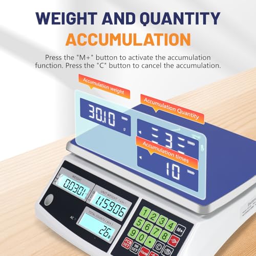 Industrial Counting Scale, g/kg/lb, Coin Scale, Precision Electronic Gram Scale for Parts and Coins,Digital Inventory Scale with Alarm Mode (30kg/66lb, 0.1g) - size: 30kg