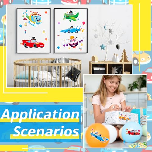 24 Sheets Race Car, Plane & Helicopter Stickers for Kids, Make Your Own Vehicle, Transportation Party Favors, Birthday Gifts, Classroom Rewards - color: Plane&cars