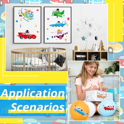 24 Sheets Race Car, Plane & Helicopter Stickers for Kids, Make Your Own Vehicle, Transportation Party Favors, Birthday Gifts, Classroom Rewards - color: Plane&cars