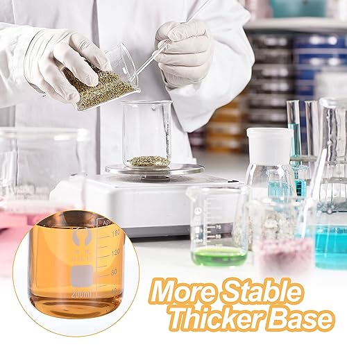 PATIKIL 200ml Low Form Glass Beaker, 12 Pack 3.3 Borosilicate Glass Graduated Printed Scale Measuring Cups with Spout for Kitchen Lab Liquids - size: 200ml