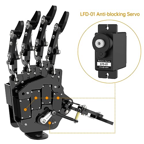 Robot Hand Five Fingers Solely Movement Bionic Robot Mechanical Arm DIY - Right Hand with Servo Tester - style: Right Hand with Tester