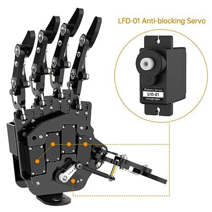 Robot Hand Five Fingers Solely Movement Bionic Robot Mechanical Arm DIY - Right Hand with Servo Tester - style: Right Hand with Tester