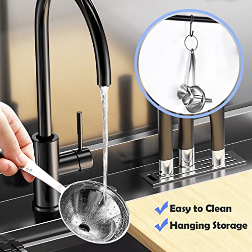 Small Funnels for Filling Bottles, 3 Pcs Stainless Steel Kitchen Funnel Set, Food Grade Mini Metal Funnel for Transferring Oil Liquid, Easy Cleaning with a Brush (Long Handle) (Pack of 2) - size: long handle (Pack of 2)