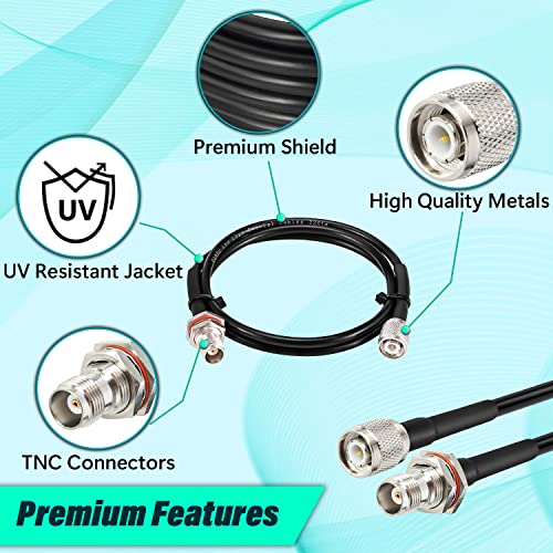 MOOKEERF RG58 TNC Cable 10FT,Low Loss TNC Male to Female Bulkhead Mount Coax Jumper Cable 50 ohm for Radio Scanner,CB Radio,Wi-Fi Radios,GPS Antenna,RF Device,Broadcast - size: 10FT