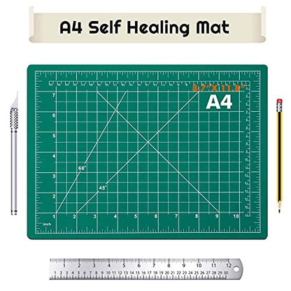 anezus Self Healing Sewing Mat, Rotary Cutting Mat Double Sided 5-Ply Craft Cutting Board for Sewing Crafts Hobby Fabric Precision Scrapbooking Project 9inch x 12inch(A4) - color: Green, size: 12"L x 9"W