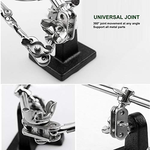 Helping Hands Magnifier Stand with Dual Alligator Clips Adjustable – FEITA 5X Magnifying Glass Perfect for Soldering, Crafting, Hobby, Micro Objects