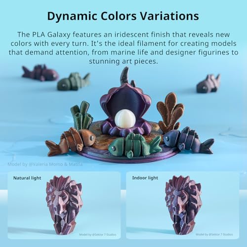 ANYCUBIC Galaxy PLA 3D Printer Filament, Sparkle Glitter PLA, Chameleon Changing Colors, 3D Printing PLA Filament 1.75mm Dimensional Accuracy +/- 0.03mm, 1KG Spool (2.2 lbs), Galaxy Green - color: 1kg Galaxy Green