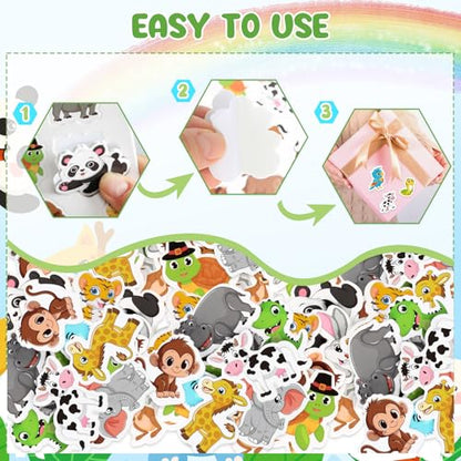 300Pcs Animals Foam Stickers, Self-Adhesive Cartoon Forest Animals Foam Reward Stickers for Crafts Forest Theme Party Favors Home Classroom DIY Supplies - style: Animals