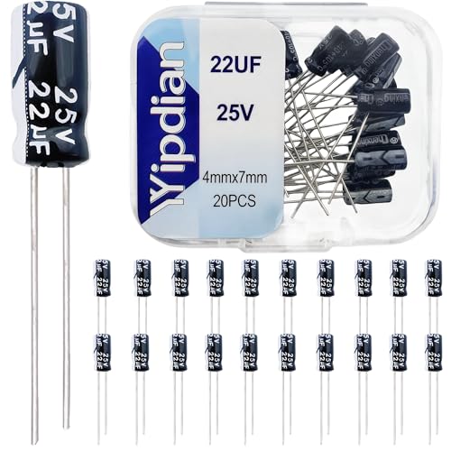 Electrolytic Capacitor YYipdian 22uF 25V 4x7mm High Temperature Resilience Aluminum Capacitors (Pack of 20) - size: 22uF 25V 4x7mm 20PCS