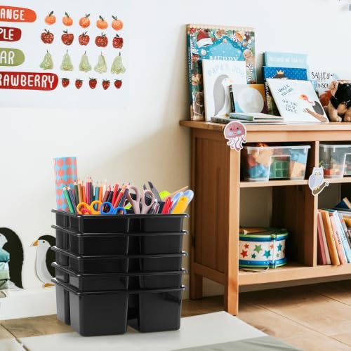 Threehoney 12 Pack Classroom Caddy 3 Compartment with Handle, Black - color: Black