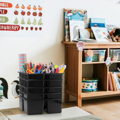 Threehoney 12 Pack Classroom Caddy 3 Compartment with Handle, Black - color: Black