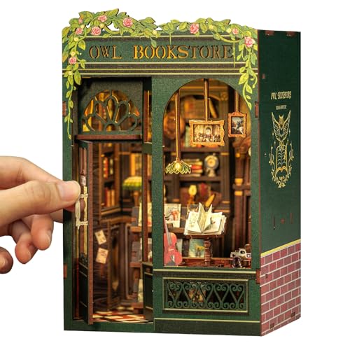 CUTEBEE Book Nook Kit, DIY Miniature House Kits for Adults, Owl Bookstore - color: Colorful