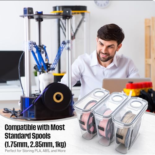 8 Pack 3D Printer Filament Storage Box Set,4 L,Black Seal - color: Black Seal