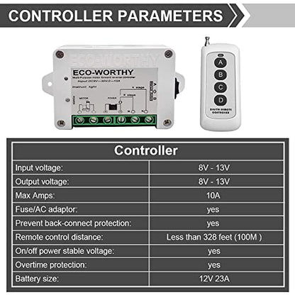 ECO-WORTHY Forward Reverse DC Motor Controller Kit (8V-35V) - 12V/24V Wireless Remote Relay Module for Linear Actuator, Solar Tracker, Industrial Automation & Smart Home DIY