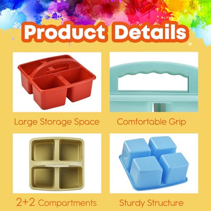 ALINK Plastic Classroom Caddy Organizer with Handle, 6-Pack 4 Compartments - color: Macaroon