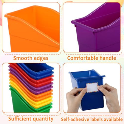 gisgfim 12 Pack Large Book Bins with Labels (Rainbow) - color: Rainbow