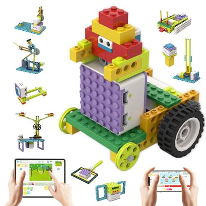 ICQbot 10 in 1 Coding Robot Kit,270+ Piece ScratchJr Learning Educational APP Remote Voice Programming Building Toys for Age 5+ Kids - style: ICQbot