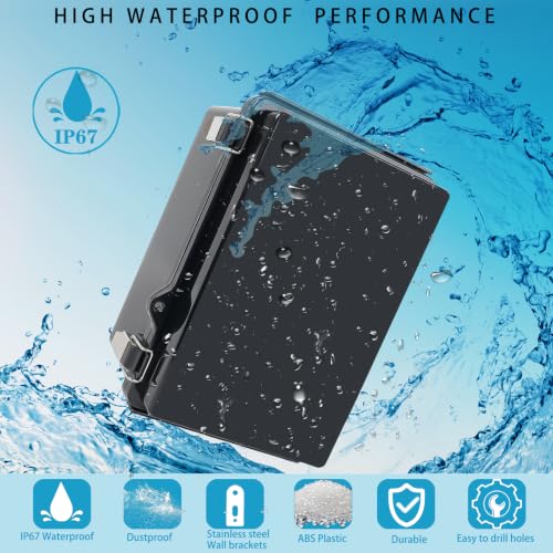 Outdoor Waterproof Electrical Box Junction Box Weatherproof IP67 ABS Plastic Enclosure Switch Router Project Box Electronics DIY Enclosure with Mounting Plate Wall Bracket Black 8.6"x6.6"x4.3" - color: Black, size: 8.6"x6.6"x4.3"