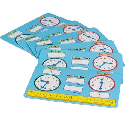 Really Good Stuff Dry-Erase Elapsed Time Practice Boards, 6 Boards