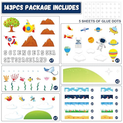 Science Bulletin Board Decorations Science is Everywhere Classroom Bulletin Board Set Sky Space Land Sea Theme Paper Cut Outs for Back to School Classrooms Office Home Decor Wall Door Supplies