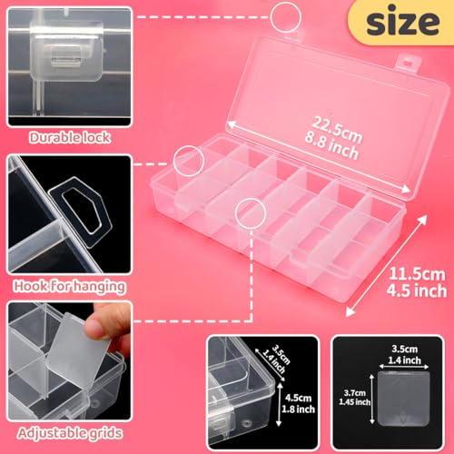 IOOLEEM Bead Organizer Box, 18Grids 2 Pack Adjustable Dividers Storage Box - color: Clear, size: 18 Grids Adjustable (2 pack)