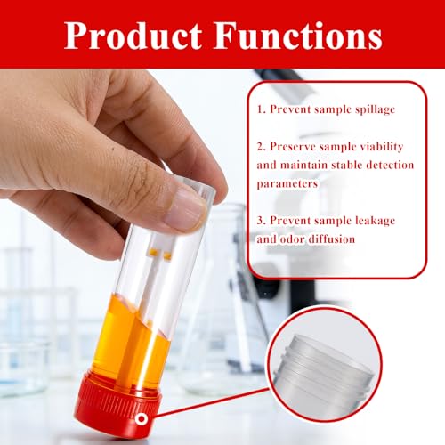 Stool Sample Collection Kit,25-30ml Screw Top Sample Jar with Spoon ﻿ - color: RED