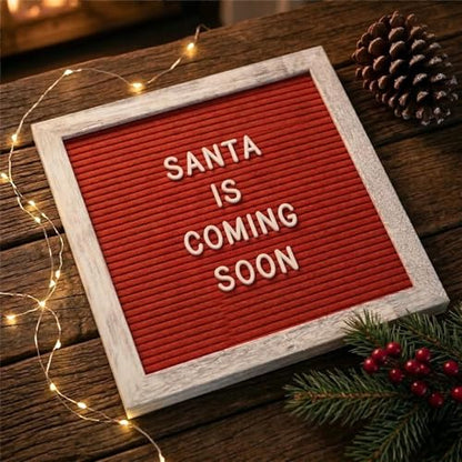 Rustic Red Felt Letter Board Sign, 10x10 Inch with Display Stand - color: Rustic Red