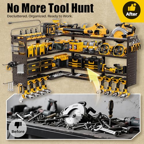 XLarge 64''W Power Tool Organizer Wall Mount, Charging Station, 4-Tier - size: 64''Width (POWER STATION)