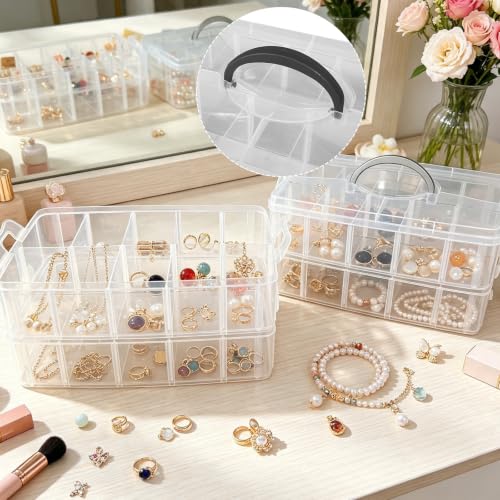 Guyuyii 4-Tier Stackable Storage Organizer Box with Carrying Handle - color: 1 pack 40 compartment