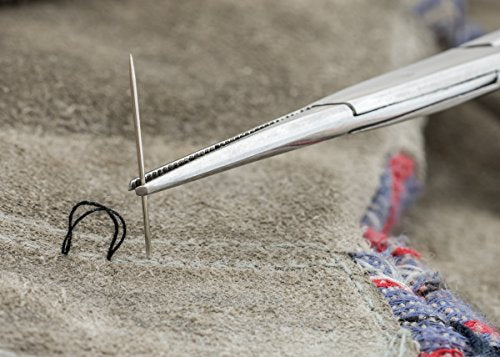 SE 3.5-Inch Stainless Steel Curved Forceps - Self-Locking, Serrated Tip for Precision Grip and Clamping - Perfect for Crafting, Fishing Tasks, Jewelry Making, and More! -636FC - size: 3-1/2", style: Curved