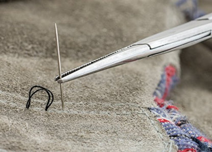 SE 3.5-Inch Stainless Steel Curved Forceps - Self-Locking, Serrated Tip for Precision Grip and Clamping - Perfect for Crafting, Fishing Tasks, Jewelry Making, and More! -636FC - size: 3-1/2", style: Curved