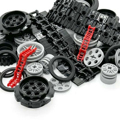 Miutrue Technical Parts Car Gears Wheels Treads Chain Links Building Blocks Accessories Pieces kit Construction Toys for Kids 6yrs+ Compatible with Major Brands - style: Wheels Track Chain Set