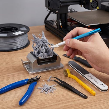 3D Printer Tool Kit, 3D Printing Accessories with Nozzle Cleaning Kit, Removal Scraper, Sanding Files, Wire Cutter & Tweezers for 3D Printer Post-Processing, Cleaning, Finishing