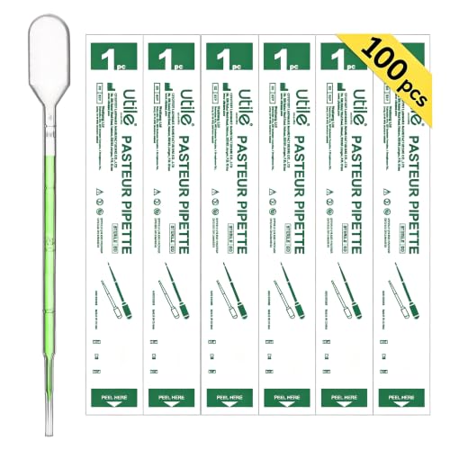 Utile 100pcs of Sterile Transfer Pipettes, Essential Oil Pipettes, Cap.3ml with 140mm Length, Low-Density Polyethylene Material, Individual Peel-Pack, 4320.0313.100 - style: Vol.3ml, 100pcs/box