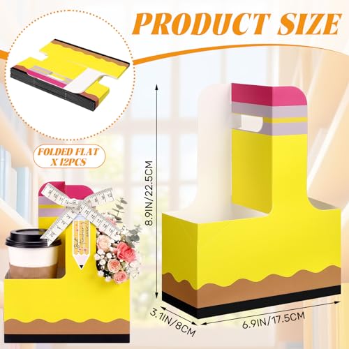 Reallnaive 12 Set Back to School Gifts 2 Cup Drink Carrier,Pencil - style: Pencil