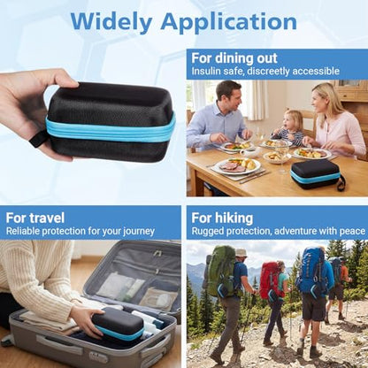 Teenyyou 6 Slots Peptide Case for Fridge Fits Standard 10ml Vials - color: Black, size: 6 Slots, style: Solid Blue Zipper