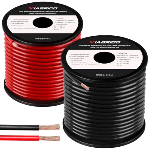 VIABRICO 10 Gauge Wire 200FT, 10 AWG Auto 100ft Each Spool, 2 Colors Copper Clad Aluminium Low Voltage Electrical Wire 10 Gauge, Hookup Wire Kit for Breadboard/Automotive/DIY/Battery - size: 10AWG-200FT
