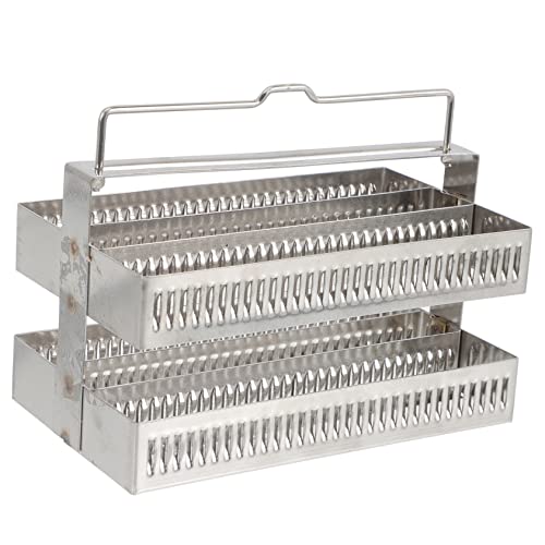LABRIMP Stainless Steel Microscope Slides Holder Slide Staining Rack for Lab Storage 5.11 X 3.14 X 2.95 in Glass Slide Rack Organizer for Biology Work