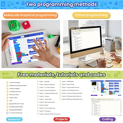 KEYESTUDIO 37 Sensors Starter Kit with Microbit V2 Robot Car