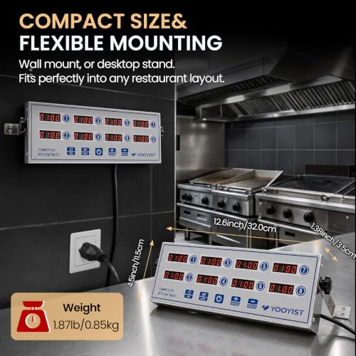 8 Channel Commercial Kitchen Timer Digital Stainless Steel Timer - color: Silver