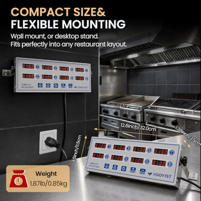 8 Channel Commercial Kitchen Timer Digital Stainless Steel Timer - color: Silver