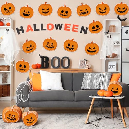 48Pcs Halloween Pumpkin Cutouts, Scary Pumpkin Paper Cutouts Halloween Pumpkins Shape Cut Outs Bulletin Board Decor for Trick or Treat Home Office Classroom Chalkboard Window Wall Door Decor - style: Halloween Pumpkin