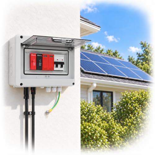 600V Solar PV Combiner Box, 1 String DC Disconnect Box with 15A Fuse - color: White-1 inputs and 1 Output