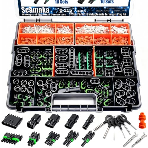 476Pcs 37 Kits Waterproof Automotive Electrical Connectors 1/2/3/4/6 Male&Female Automotive Replacement Electrical Accessories 22-14AWG - size: 476PCS