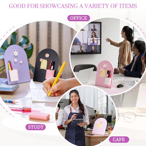 PATIKIL Magnetic Bulletin Board, W/ 3 Flower Magnets&Pen Holder - color: Pink/White