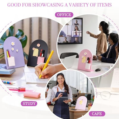 PATIKIL Magnetic Bulletin Board, W/ 3 Flower Magnets&Pen Holder - color: Pink/White