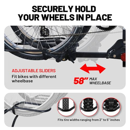 Rockland Foldable 2-Bike Rack, 200 lbs Capacity, Hitch Mount Bike Rack, Fits up to 5" Fat Tire Width and 50" Wheelbase, Bike Carrier Rack for 2" Receiver for Cars SUVs Vans RVs - size: 2-Bike Rack+200LBS (Hooks Design)
