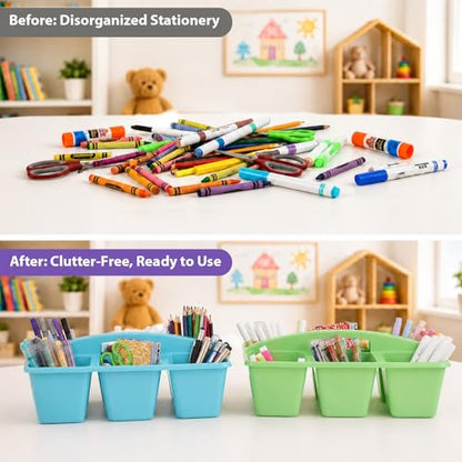 6 Pack Classroom Caddy with Handle, 6 Compartment (Rainbow) - color: Rainbow