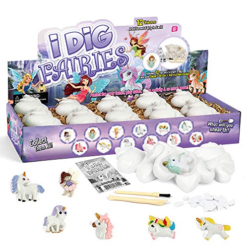 Gamerside Fairy Unicorn Digging Toys for Kids - Premium Excavation Kit,Magical Treasure Hunt Kit with 12 Set, Fairy Unicorn Toys for Girls Party Birthday Gift - color: Fairy Unicorn